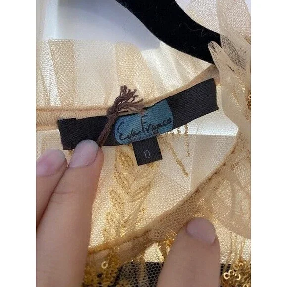 NWT Eva Franco Wheat Sequin Dress BEIGE - SIZE 0 - - Picture 4 of 5